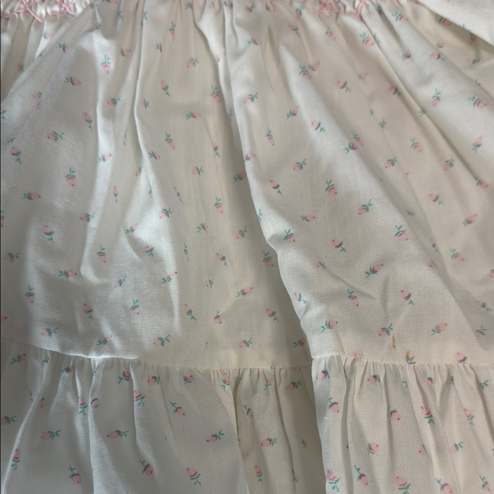 Vintage Polly Flinders Floral White and Pink Long Sleeve Lace Smocked Dress Y2K - Picture 3 of 9